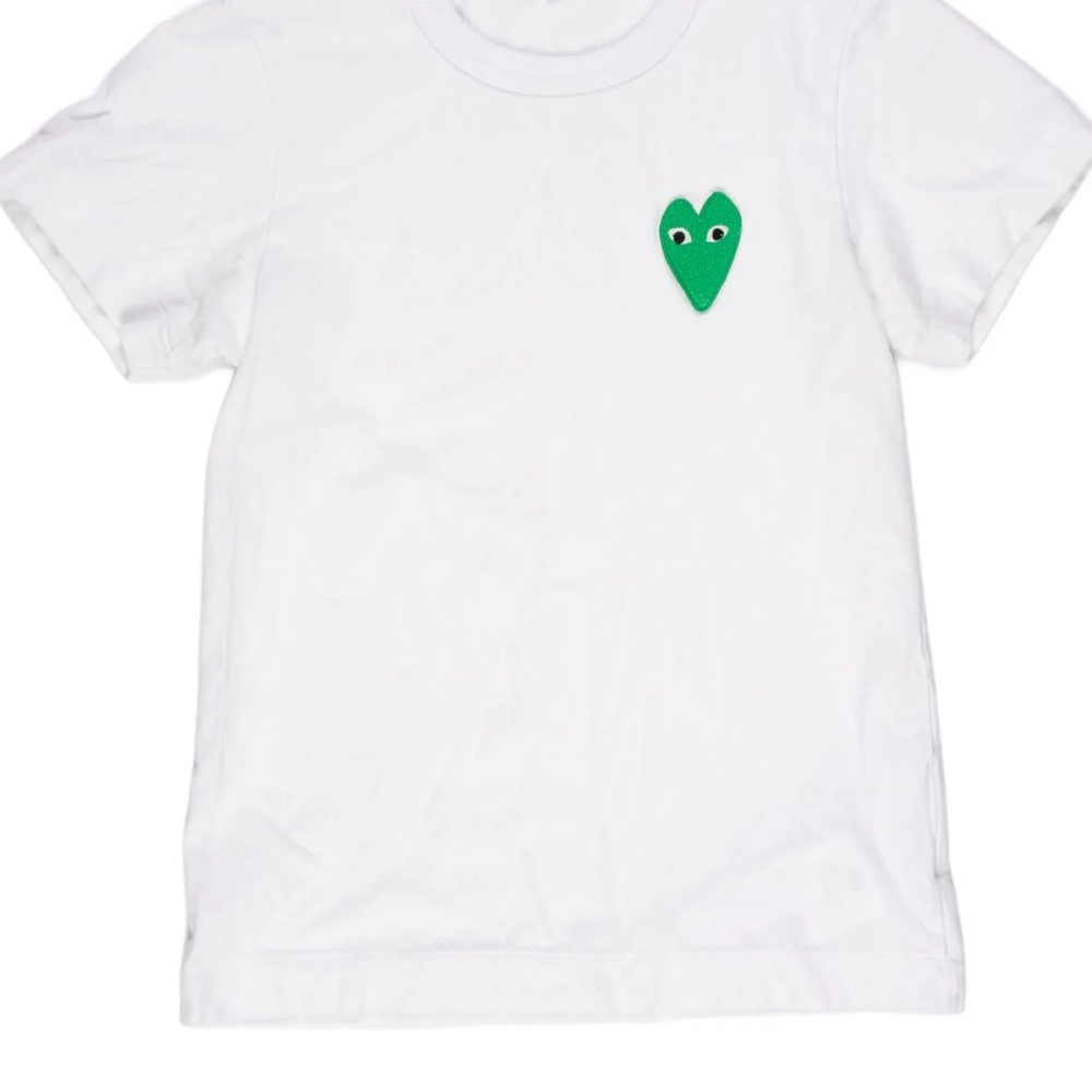 Comme Des Garçons PLAY White T shirt unisex XXS Green logo Authentic